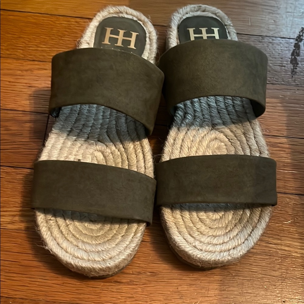 Haute Hippe Olive Green Slide Sandals